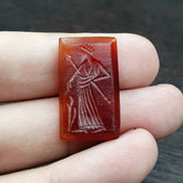 Red AGATE SEAL BEAD King Intaglio Stamp Cabochon For Ring Pandent