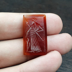 Red AGATE SEAL BEAD King Intaglio Stamp Cabochon For Ring Pandent
