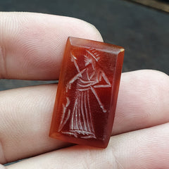 Red AGATE SEAL BEAD King Intaglio Stamp Cabochon For Ring Pandent