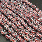 Vintage Venetian African Style Red Glass Chevron Beads Long Strand 10x13mm