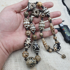 South Asian Burmese Old Pumtek Pyu beads Long necklace rare patterns #1