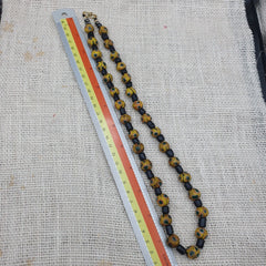 GBR-2. Vintage Black Yellow, green Gabri Eyes Glass Beads Strand Necklace