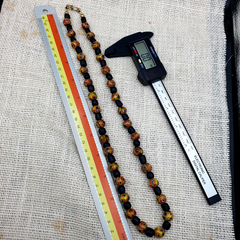 Vintage Black Yellow, green Gabri Eyes Glass Beads Strand Necklace