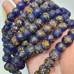 Vintage Trade Cobalt Blue Candy Glass Beads Beaded Necklace CND-B1