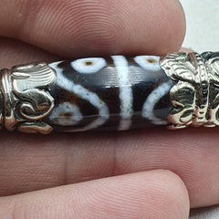 Rare 8 Eyes Tibetan Nepalese Agate bead dzi pendant Necklace TBN-8EY
