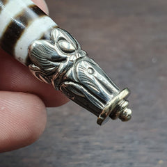 Rare 3 Stripes Tibetan Nepalese Agate bead dzi pendant Necklace TBN-2L