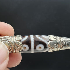 Rare 8 Eyes Tibetan Nepalese Agate bead dzi pendant Necklace TBN-8EY