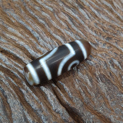 Vintage Old Tibetan 2 eyes in eye Dzi Bead Amulet circle Eyes