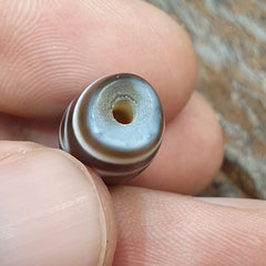 Vintage Old Tibetan 2 eyes in eye Dzi Bead Amulet circle Eyes