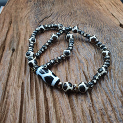 Dzi Agate Beads Vintage Himalayan Indo Tibetan Eye Beads Necklace