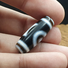 Vintage Old Tibetan 2 eyes in eye Dzi Bead Amulet Sqaure and circle Eye