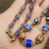 Vintage Chevron, jade, White heart, Skunk Beads Strand H-10B