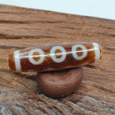 Vintage Tibetan Himalayan 5 Eyes Unique pattern Agate stone Dzi Bead Amulet CT8