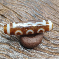 Vintage Tibetan Himalayan 5 Eyes Unique pattern Agate stone Dzi Bead Amulet CT8