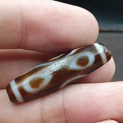Vintage Tibetan 4 Eyes Unique pattern Agate stone Dzi Bead Amulet CT-9