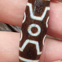 Vintage Tibetan Himalayan 4 Eyes Unique pattern Agate stone Dzi Bead Amulet CT7