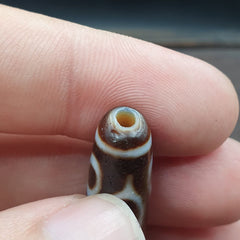 Vintage Tibetan 4 Eyes Unique pattern Agate stone Dzi Bead Amulet CT-9