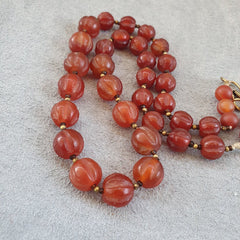 RARE Old antique Indo Tibetan Carnelian Agate Beads Melon Shape Beads necklace