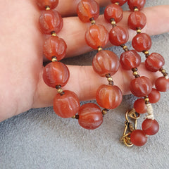 RARE Old antique Indo Tibetan Carnelian Agate Beads Melon Shape Beads necklace