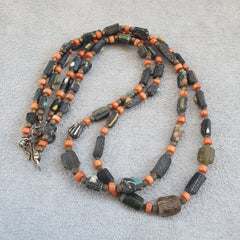 Lot 2 Antique Roman Era glass Beads Strand Necklace #G4