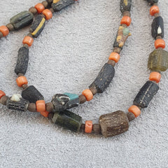 Lot 2 Antique Roman Era glass Beads Strand Necklace #G4