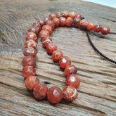 Vintage Himalayan Tibetan Carnelian Agate faceted cut Beads Necklaces #13