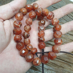 Vintage Himalayan Tibetan Carnelian Agate faceted cut Beads Necklaces #13