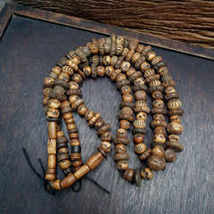 Vintage Trade Tibetan Carving Beads Beaded Necklace