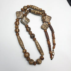 Asian Burmese Old Pumtek Stone beads Long necklace Unique patterns