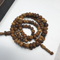 TIBETAN ANTIQUE Carving Beads Buddhist 108 PRAYER BEADS MALA ROSARY