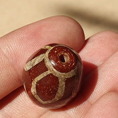 SHDK-3. Exquisite Antique Tibetan Etched Agate Bead: A Rare Gem from the Past