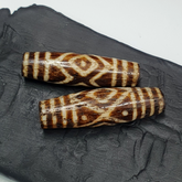 Lot 2 Antique PUMTEK PYU BEAD Rare patterns with SILKY PATINA PBD-4