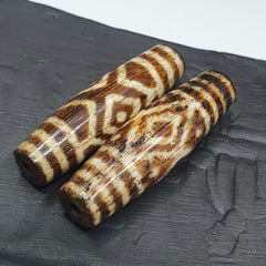 Lot 2 Antique PUMTEK PYU BEAD Rare patterns with SILKY PATINA PBD-4