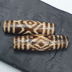 Lot 2 Antique PUMTEK PYU BEAD Rare patterns with SILKY PATINA PBD-4