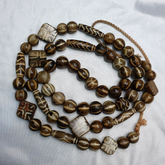 RARE Very Old PUMTEK BEADS Necklace Palmwood Great Patterns