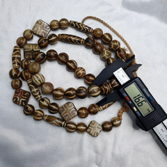 RARE Very Old PUMTEK BEADS Necklace Palmwood Great Patterns