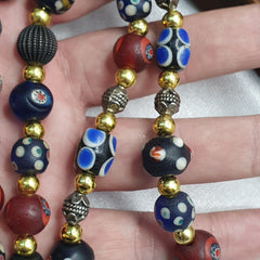 Vintage Venetian Style Skunk and Turkish Evil eye Beads Necklace