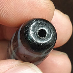 STB-2 HIMALAYAN Indo Tibetan Rusted Double Side Zigzag pattern Agate bead