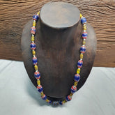 Vintage Blue Chevron Glass beads Necklace Strand
