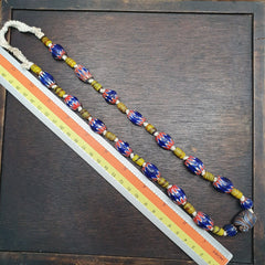 Vintage Blue Chevron Glass beads Necklace Strand