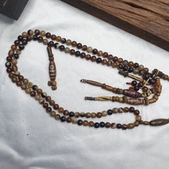 Powerful Spiritual 108 Agate Prayer Beads with Tibetan DZI Beads Buddhist Rosary