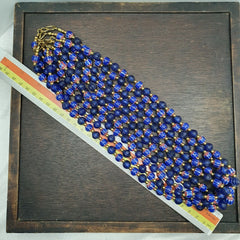 Venetian Style Vintage Blue Chevron, African Blue Glass Beads Necklace CHR-2