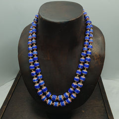Vintage Blue Chevron Venetian Style Multilayers Glass Beads Necklace CHR-1