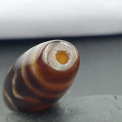 Tibetan Old Agate Dzi Bead ‘ 2 Eyes ’ TOTEM Amulet Pendant