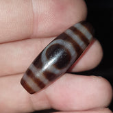Tibetan Old Agate Dzi Bead ‘ 2 Eyes ’ Circle & Square TOTEM Amulet Pendant