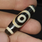 Round totem Tibetan Old Agate Dzi Bead" Heaven & Earth " Amulet Pendant