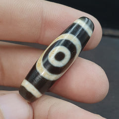 Round totem Tibetan Old Agate Dzi Bead" Heaven & Earth " Amulet Pendant
