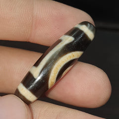 Round totem Tibetan Old Agate Dzi Bead" Heaven & Earth " Amulet Pendant