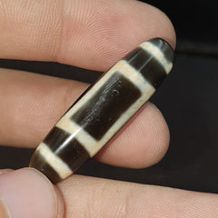 Round totem Tibetan Old Agate Dzi Bead" Heaven & Earth " Amulet Pendant