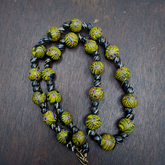 Vintage Roman Style Green Gabri Eyes Glass Beads Necklace